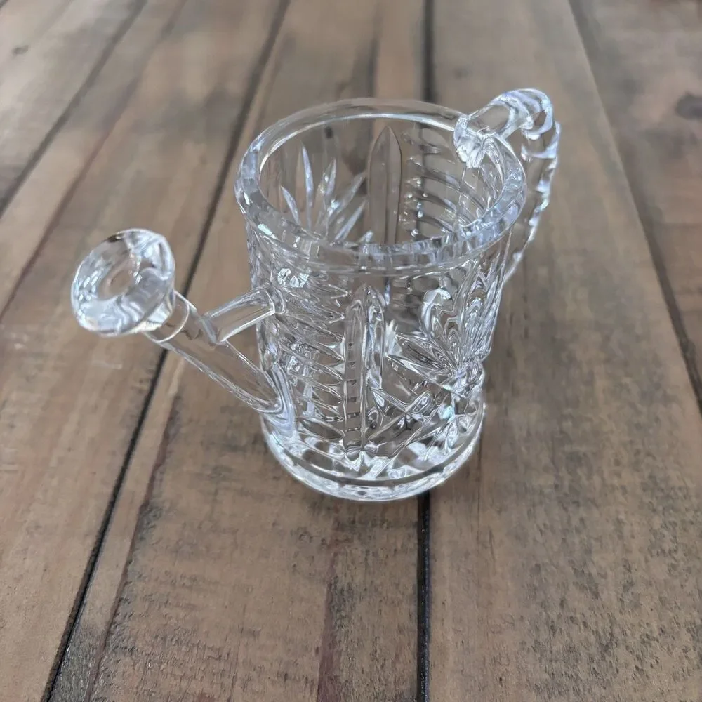 Vintage 3” Decorative Clear Crystal Glass Watering Can Vase Trinket Holder